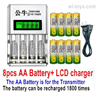 Wltoys XK A260 Parts 8pcs Rechargeable AA battery and LCD Charger for the Transmitter.The AA batteries can be recharged 1800 times.Its Capacity is 3800mah.