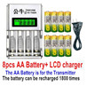 Wltoys XK A500 Parts 8pcs Rechargeable AA battery and LCD Charger for the Transmitter .
