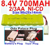 700mah 8.4V NiCd Battery Pack-2/3AA 8.4 Volt 700mah Ni-Cd Battery,Oda Palace Plug