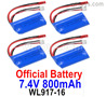 Wltoys WL917 Lipo Battery Packs Parts.WL917-16. 7.4V 800mAh 10C Battery.Total 4pcs.