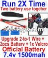 FeiYue FY-01 Spare Parts-35-06 Upgrade 2-to-1 wire and Velcro & 2pcs Battery-Two battery can Be used together,Run 2x Time than usual,FeiYue FY-01 RC Car Parts,FY01 FY-01 RC Truck Spare parts Accessories,1:12 4WD High Speed Buggy Parts