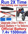 FeiYue FY03 FY-03 Upgrade 2-to-1 wire and Velcro & 2pcs Battery-Two battery can Be used together,Run 2x Time than usual Parts-