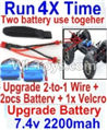 FeiYue FY-04 Spare Parts-35-07 Upgrade 2-to-1 wire and Velcro & 2pcs Battery-Two battery can be used together,Run 2x Time than usual,FeiYue FY-04 RC Car Parts,FY04 FY-04 RC Motorcycle Truck Spare parts Accessories,1:12 4WD High Speed Buggy Parts