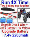 FeiYue FY-11 Spare Parts-45-08 Upgrade 2-to-1 wire and Velcro & 2pcs Battery-Two battery can be used together,Run 2x Time than usual,FY11 FY-11 RC Racing Car Truck Spare parts Accessories,1:12 4WD High Speed RC Buggy Parts