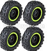 HB 1:14 RC Car Spare Parts-08-03 Whole Wheel Unit-Diameter-about 9.5cm-Green(4pcs),HB Toys 666-1501 1502 1503 1504 RC Truck Car Spare Parts Accessories,HB Toys 1:14 Replacement Spare Parts