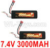 HG P408 Battery(2pcs)-7.4V 3000MAH 30C LiPo Battery Pack(2pcs)-G10404