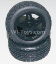HaiBoXing 12811B Parts-12-04 12036 Front Wheels Complete(2PCS)-(Include the Wheel hub and Tire lether),HBX 12811B Car Parts,HaiBoXing 12811B RC Truck Spare parts Accessories,1:12 4WD High Speed Buggy Parts