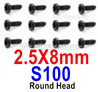 HBX 12895 Round Head Screws. 3x15mm, Round Head Self Tapping Screws. S085