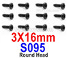 HBX 12895 Round Head Screws. 3x16mm, Round Head Self Tapping Screws. S095