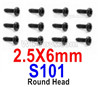 HBX 12895 Round Head Screws. 2.5x6mm, Round Head Self Tapping Screws. S101