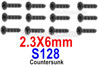 HBX 12895 Countersunk Head Screws. KBHO 2.3x6mm, Countersunk Head Self Tapping Screws. S128