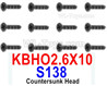 HBX 12895 Countersunk Head Screws. KBHO 2.6x10mm, Countersunk Head Self Tapping Screws. S138