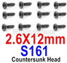 HBX 12895 Round Head Screws. PBHO 2.6x12mm, Round Head Self Tapping Screws. S161