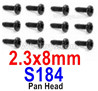 HBX 12895 Round Head Screws. 2.3x8mm, Round Head Self Tapping Screws. S184