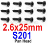HBX 12895 Round Head Screws. 2.6x25mm, Round Head Self Tapping Screws. S201