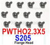 HBX 12895 Flange Head Screws. PWTHO 2.3x5mm, Flange Head Self Tapping Screws. S205