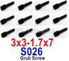 HBX 12895 Grub Screws. 3X3MM-1.7X7mm. S026