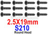 HBX 12895 Round Head Screws. 2.5x19mm, Round Head Self Tapping Screws. S210
