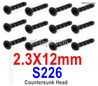 HBX 901A FIREBOLT S226 Countersunk Self Tapping Screws.2.3x12mm.Total 12pcs
