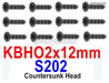HBX 903A VANGUARD S202 Countersunk Head Screws,.2x12mm