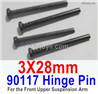 HBX 905A TWISTER 90117 Front Upper Suspension Hinge Pins(4pcs)-3X28mm