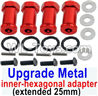 HuanQi 727 Parts-109-01 SLA010 Upgrade Metal 12mm inner-hexagonal adapter(extended 25mm)-Red,HuanQi 727 Rc Car Spare Parts Replacement Accessories,HQ727 HQ 727 1:10 Scale BRUSHED RC Racing Truck Parts rc off-road car Parts,Truck Car Parts