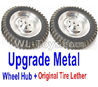 JJRC Q65 Upgrade Wheel Parts(Include the Metal Wheel Hub and Original Tire Lether)-Silver Color-2 set,JJRC Q65 Parts
