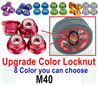 MJX Hyper Go 16207 Upgrade Metal Color Lock Nut for the Wheel.The kit nubmer is M40.Total 4 pcs.8 Color you can choose.