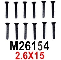MJX Hyper Go 16207 Screws Parts M26154 Countersunk Head Screws with flat tail.2.6X15.Total 12pcs.