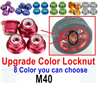 MJX Hyper Go 16208 Upgrade Metal Color Lock Nut for the Wheel.The kit number is M40.Total 4 pcs.8 Color you can choose.