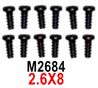 MJX Hyper Go 16208 Screws Parts M2684 Pan Head screws with flat tail.2.6X9.Total 12pcs.