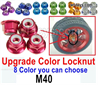 MJX Hyper Go 16209 16210 Upgrade Metal Color Lock Nut for the Wheel.The kit number is M40.Total 4 pcs.8 Color you can choose.