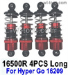 MJX Hyper Go 16209 Parts 16500R shock absorber.Red Color.Total 4pcs Long Damper. Front and Rear.It can only be used for the MJX 16209 RC Truck