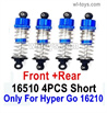 MJX Hyper Go 16210 Parts 16510 shock absorber.Blue Color.Total 4pcs Short Damper. Front and Rear.It can only be used for the MJX 16210 RC Truck