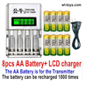 MJX Hyper Go 16209 16210 Parts 8pcs Rechargeable AA battery and LCD Charger for the Transmitter.