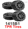 MJX Hyper Go 14301 14302 Parts 1415B1 Rally Wheels Tires.TPR Tires.Total 4pcs.Black Color.MJX Hyper Go 14301 14302 RC Car Replacement Accesories.