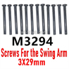 MJX Hyper Go 14301 14302 Parts M3294 Round head half tooth Thread screws for the Swing Arm.3X29mm.Total 12pcs..MJX Hyper Go 14301 14302 RC Car Replacement Accesories.