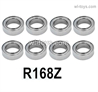 MJX Hyper Go 14301 14302 Parts R168Z Bearings Set.Total 8pcs.MJX Hyper Go 14301 14302 RC Car Replacement Accesories.