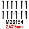 MJX Hyper Go 14301 14302 Parts M26154 Countersunk Head Screws.2.6X15mm.Total 12pcs.MJX Hyper Go 14301 14302 RC Car Replacement Accesories.