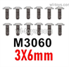 MJX Hyper Go 14301 14302 Parts M3060 Pan Head Screws with Media.3X6mm.Total 12pcs.MJX Hyper Go 14301 14302 RC Car Replacement Accesories.