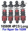 MJX Hyper Go H16 V1,V2,V3 Version,H16H Parts Front and Rear shock absorber.16500R.Total 4pcs Long Damper.Red Color.It can only be used for the MJX H16 V1,V2,V3 Version,H16H RC Truck.