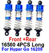 MJX Hyper Go H16 V1,V2,V3,H16H Parts Front and Rear shock absorber.16500.Total 4pcs Long Damper.Blue Color.It can only be used for the MJX H16 V1,V2,V3 Version,H16H RC Truck.
