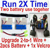 PXtoys 9300 Spare parts-32-03 Upgrade 2-to-1 wire and Velcro & 2pcs 1100mah Battery-Two battery can use together,Run 2x Time than usual,PXtoys 9300 RC Car Parts,PXtoys 9300 RC Truck Spare parts Accessories,1:18 4WD High Speed Buggy Parts