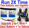 PXtoys 9301 Spare parts-32-03 Upgrade 2-to-1 wire and Velcro & 2pcs 1100mah Battery-Two battery can use together,Run 2x Time than usual,PXtoys 9301 RC Car Parts,PXtoys 9301 RC Truck Spare parts Accessories,1:18 4WD High Speed Buggy Parts