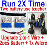 PXtoys 9302 Spare parts-32-03 Upgrade 2-to-1 wire and Velcro & 2pcs 1100mah Battery-Two battery can use together,Run 2x Time than usual,PXtoys 9302 RC Car Parts,PXtoys 9302 RC Truck Spare parts Accessories,1:18 4WD High Speed Buggy Parts