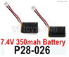 SG 2801 SG2801 RC Battery Parts P28-026 7.4V 350mAh Lipo Battery.Total 2pcs.