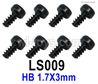 SG 2801 SG2801 Screws Parts LS009 Screws.Phillips Round Head Self-tapping Screws.HB 1.7x3mm.Total 8pcs.