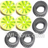 Subotech BG1504 Car Spare Parts-27-01 Big Wheel Hub and Trire Lether(Each 4pcs)-Green,Subotech BG1504 RC Car Spare parts Accessories,1:16 2WD BG1504 RC Racing Car parts,High Speed Drifting Buggy Parts