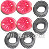 Subotech BG1504 Car Spare Parts-27-02 Big Wheel Hub and Trire Lether(Each 4pcs)-Red,Subotech BG1504 RC Car Spare parts Accessories,1:16 2WD BG1504 RC Racing Car parts,High Speed Drifting Buggy Parts