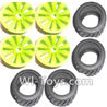 Subotech BG1505 Big Wheel Hub and Trire Lether(Each 4pcs)-Green